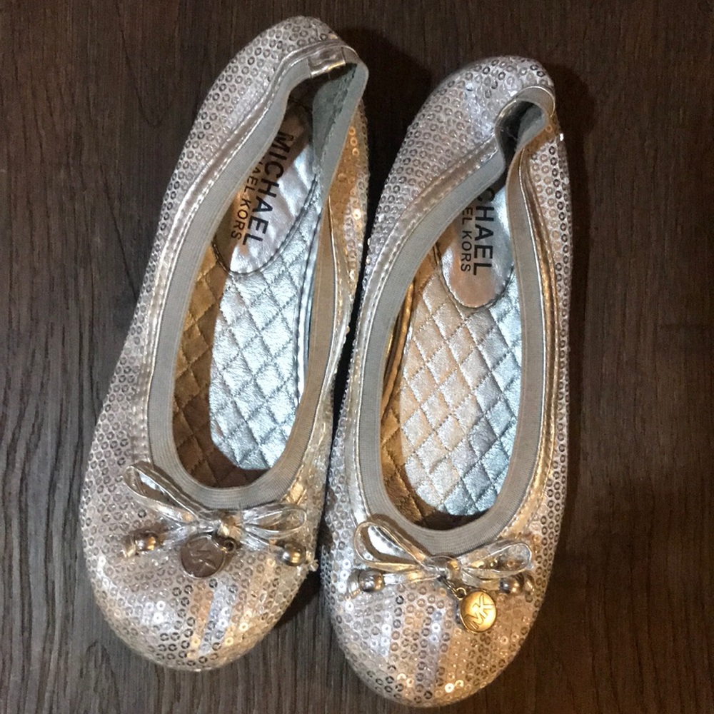 Michael Kors silver sequin flats